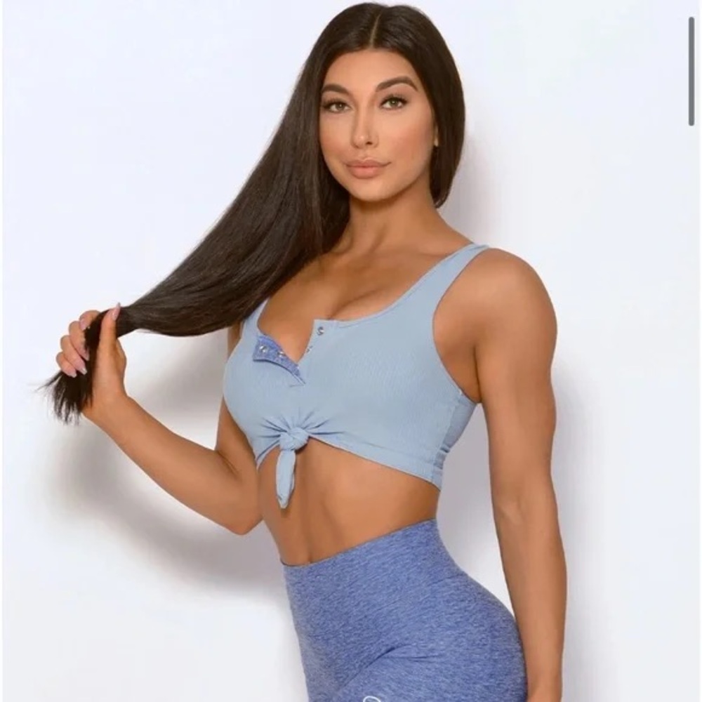 Bombshell Sportsbra Tie Front in Baby Blue